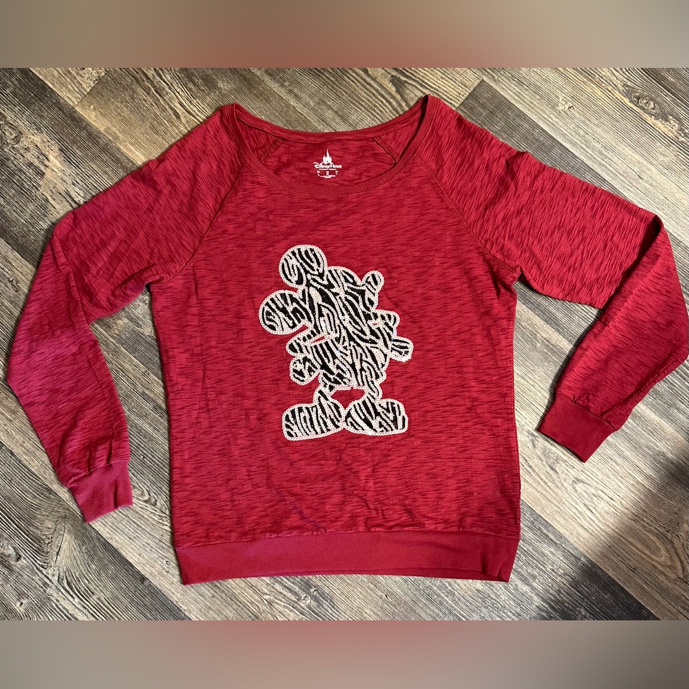 Women's Disney Parks Long Sleeve Sequin Mickey Mouse Top.